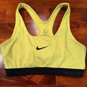Nike Pro Classic Dri-FIT Sports Bra Neon Yellow Black Size M